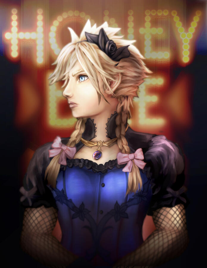 Cloud in a Dress from FF7 Remake, Draft 9, 2024