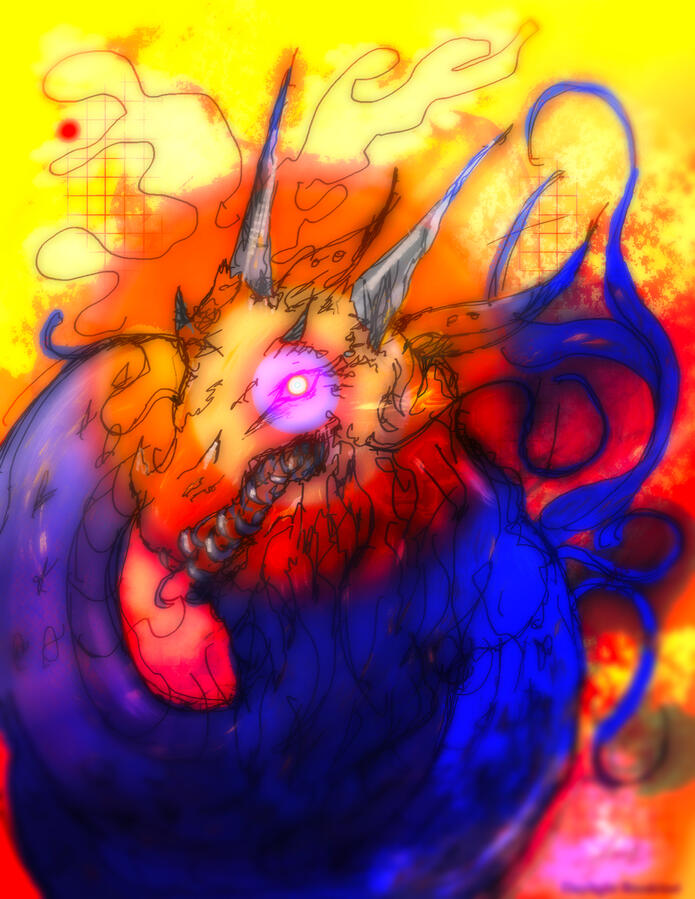 Neon Dragon, Procreate, 2025